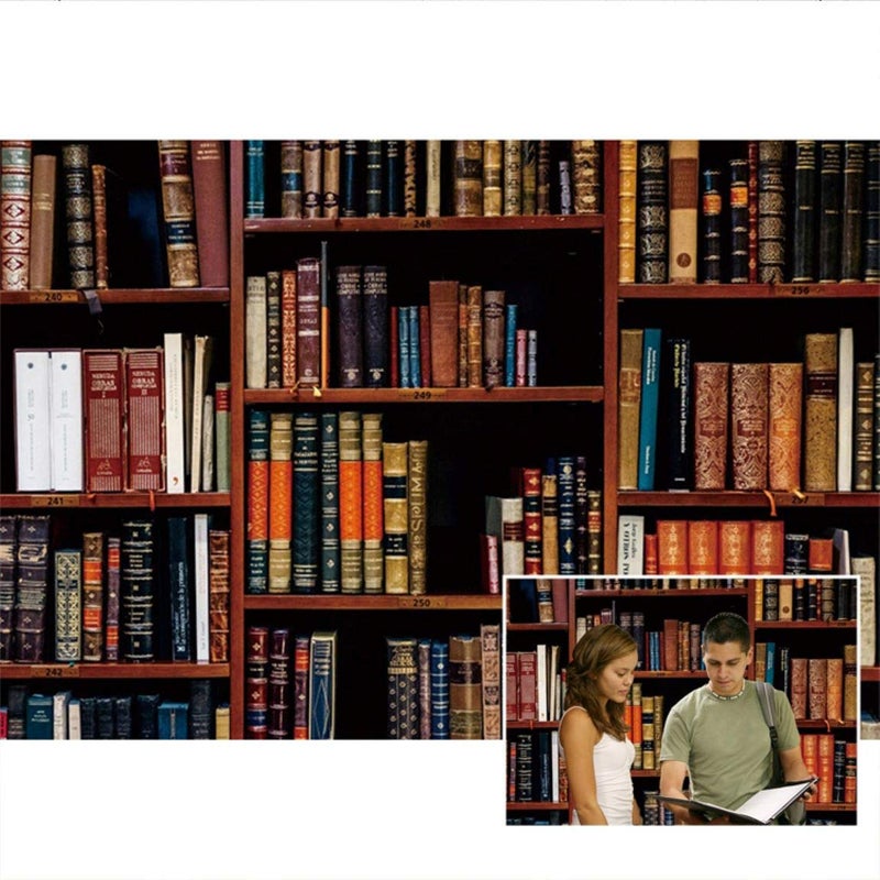 DASHAN 7x5ft Polyester Bookshelf Backdrop Back to School Vintage Library Bookcase Online Teaching Office YouTube Video Antique Teacher Student Photography Background School Graduation Photo Prop - Image 4